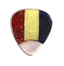 925 Sterling Silver Plectrum Guitar Pick Red White Blue Enamel France