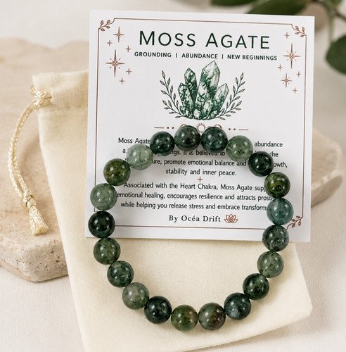 Moss agate bracelet handmade - moss,