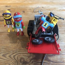 Vintage Playmobil 3754 Motorcross Trailer with Dirt Bikes And Figures. (no Jeep)