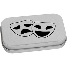 'Comedy & Tragedy Masks' Metal Hinged Tin / Storage Box (TT017139)