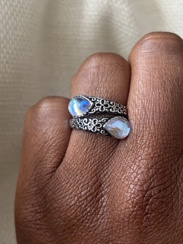 Double moonstone ring - 925,