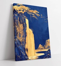 GOLDEN WATERFALL ON BLUE