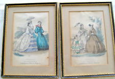 2 x 1860's Englishwoman's Fashion Prints Domestic Mag Framed Hogarth Frames