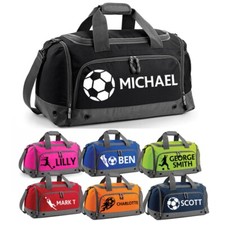Personalised Football Holdall  Kids School Boys Girls PE Sports Gym Shoe Kit Bag