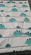Next kids used blackout eyelet curtains 65x72 in white with teal dinosaur design