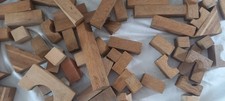 Vintage wooden building blocks various shapes Natural brown Pre School Toys LOT