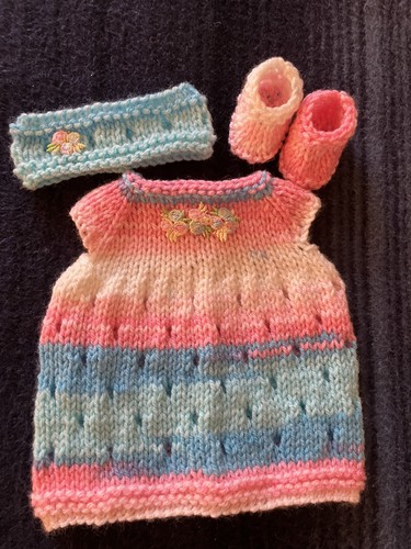 Hand knitted dolls outfit - knitted, for