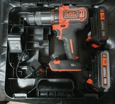 BLACK+DECKER 18V Hammer Drill with 2 Batteries, Charger and Kitbox, BCD700S1K-GB