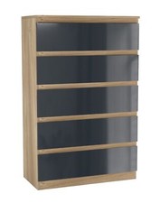 Gloss 5 Drawer Skagen High Wooden Bedroom Chest Cabinet No Handle Drawer Storage