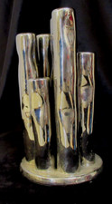 Modern Minimalist Chrome Plated Metal Multi Arm Vase 1970s style