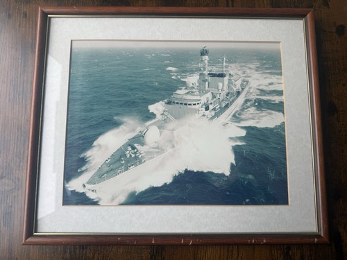 Framed naval warship print - naval,