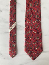 Salvatore Ferragamo Tie Mens Red Animals Silk Necktie Italy