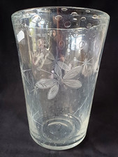 Large Art Deco Signed 'Webb' Bubble Glass Vase Engraved Dragonflies c1930