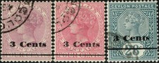 SG 241-243 CEYLON 1892 SURCHARGE SET - USED