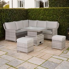 Grey Rattan Garden Corner Sofa