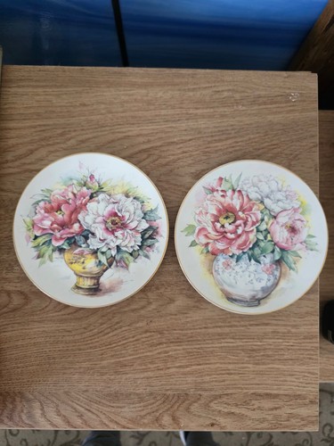 Pair floral decorative plates - pair,