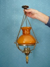 Vintage metal Oil Lamp Style ceiling light with glass Mustard coloured shade