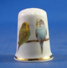 Birchcroft Thimble -- Pets -- Pair of Budgies --   Free Dome Box