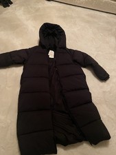 Zara Long Black Puffa Coat With Hood Size M Brand New With Tags Very Warm