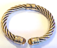 TH Sterling silver & 18ct gold hinged torque bangle with citrine stones 28.2 gms