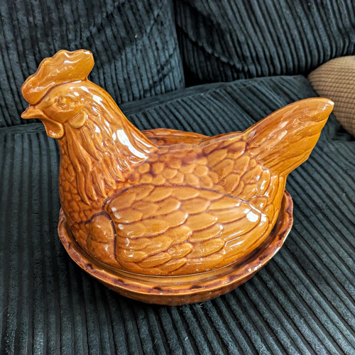 Chicken brown glazed ceramic - glazed,