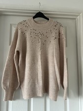 Wallis Women’s Pale Pink Pearl Detail Jumper Size M
