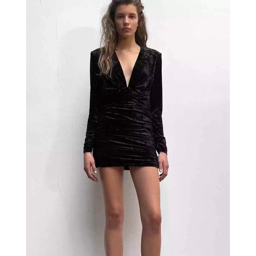 Zara black velvet draped - black,
