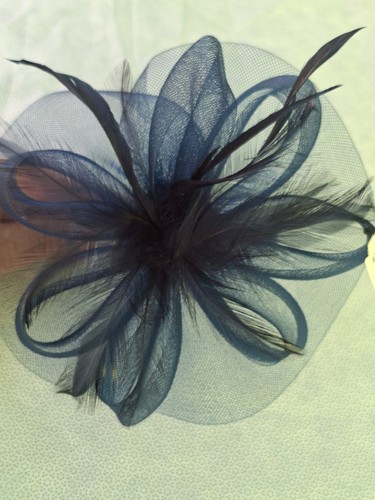 Navy blue fascinator - blue,