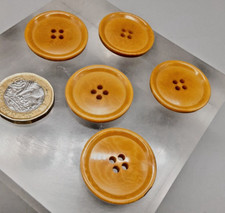 5 Vintage Golden Brown Horn? 4 Hole Round Buttons -Sewing Crafts  28mm