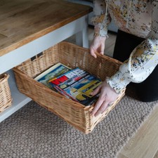 Natural Rectangular Wicker Shallow Storage Tray in 4 Sizes
