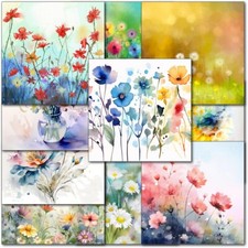 Doodlecards Pack of 10 Floral Watercolour Blank Cards Notelets Notecards Thank y