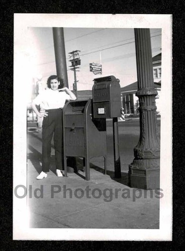 Woman city sidewalk mail - woman,
