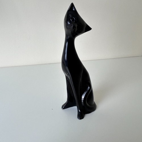 Cast brass black cat - brass, neck