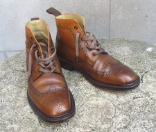 Loake 1880 Burford 2 Tan Brown Leather Derby Brogue Boots Shoes.  UK 7.