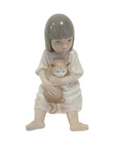 NAO by Lladro Girl Hugging Cat