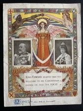 1902 King Edward VII Large Lithographic Invitation Card, Coronation Dinner