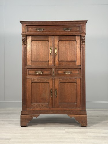 Antique french oak cupboard - oak,