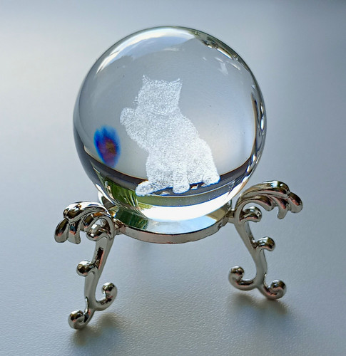 Clear glass cat - cat, paperweight