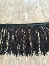 Long fringing tassel trim fringe dress dance-wear upholstery Black 80cm