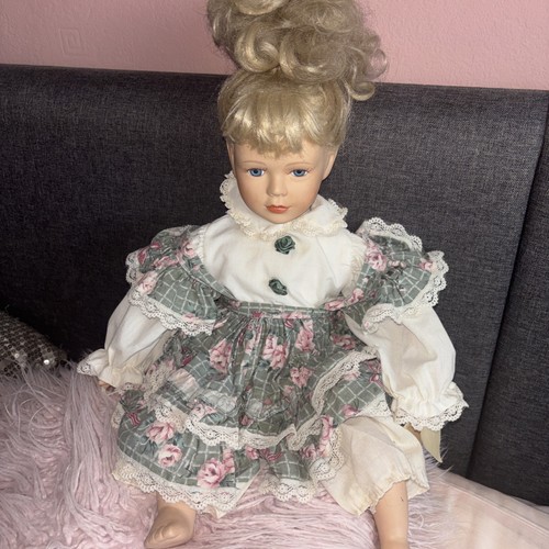 Porcelain doll with - porcelain, stand