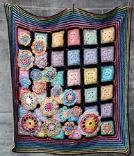 Crochet pattern bloomin blocks 3d squares & flowers rug or heavy throw keep warm