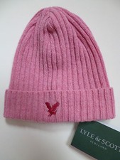 Lyle & Scott pink beanie hat