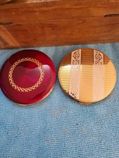Vintage Stratton & Kigu Powder Compacts – Red Enamel and Gold Floral Pair 83#