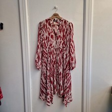 Mint Velvet Pia Dress 8 Red Trapeze Animal Print White
