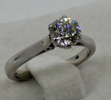 Solitaire Diamond Ring 0.80 Carats White Gold Size M1/2 BA330
