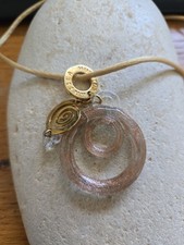 Antica Murrina Venezia Italy Murano Art Glass Vintage Necklace silk cord 17-19"