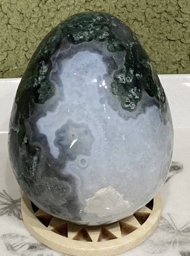 Crystal moss agate egg - moss,