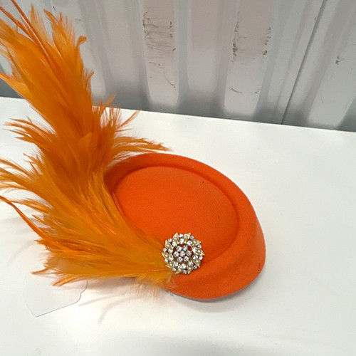 Orange felt feather fascinator - orange,