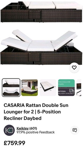 Rattan double sun - double, lounger
