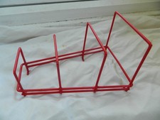 Vintage Retro PLATE RACK / Record Holder - Red Plastic Coated Wire.VGC.